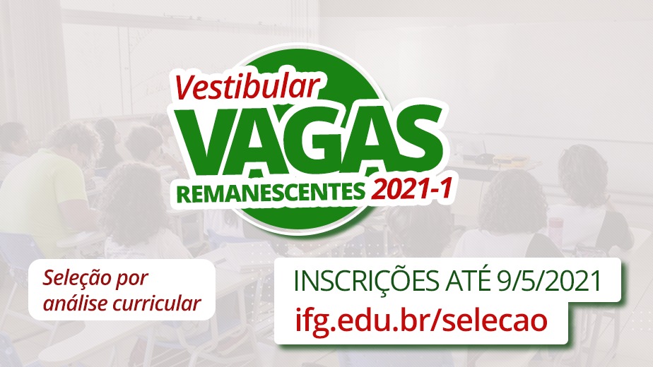 Inscrições abertas para vagas remanescentes Inscrições abertas para vagas remanescentes